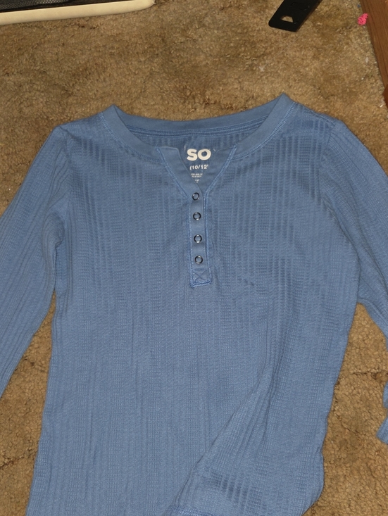 SO Tops - SO Light Blue Ribbed Henley Long Sleeve Top